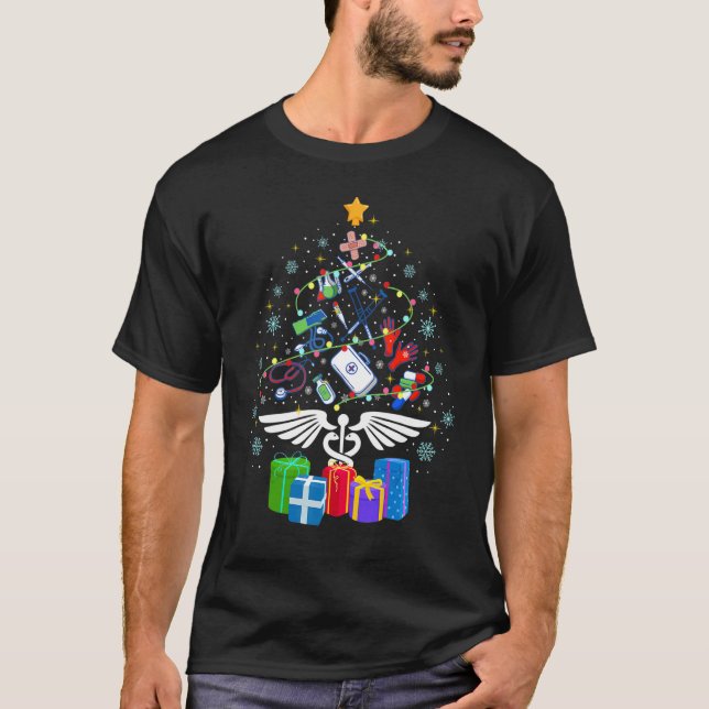 Camiseta Enfermeira de Natal Médica Médica Paja de Natal (Frente)