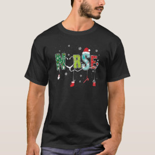 Camiseta Enfermeira de Natal Papais noeis do estetoscópio R