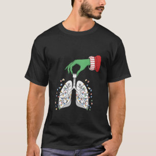 Camiseta Enfermeira de Natal Terapeuta Respiratório Pulmão