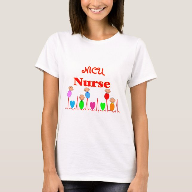 Camiseta Enfermeira de NICU--Gráficos adoráveis do bebê (Frente)
