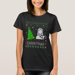 Camiseta Enfermeira de Ob Enfermeira de Xmas Iluminação Fei