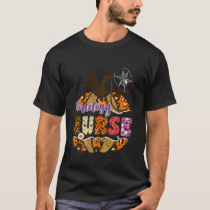 Camiseta Enfermeira de Oncologia Abóbora de Halloween Leopa