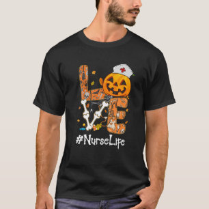 Camiseta Enfermeira de outono de Halloween Outono Pumpkin L