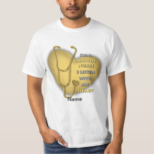 Camiseta Enfermeira de parteira Coração Amarelo