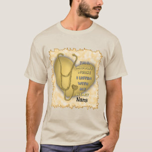 Camiseta Enfermeira de parteira Coração Amarelo