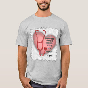 Camiseta Enfermeira de Parteira do Coração Vermelho