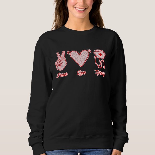 Camiseta Enfermeira de paz Stethoscope Hat Heart Sym (Frente)