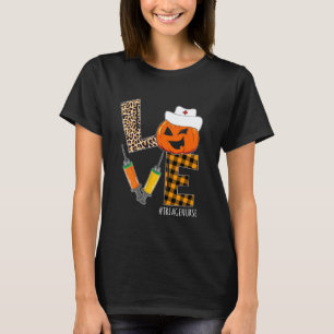 Camiseta Enfermeira de Triagem Halloween Abóbora Leopardo A
