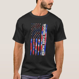 Camiseta Enfermeira de Wound Tie Dye Bandeira Americana 4 d