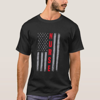 Camiseta Enfermeira Desenho da Bandeira Americana Angustiad