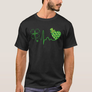 Camiseta Enfermeira Dia de São Patrício Estetoscópio Batime