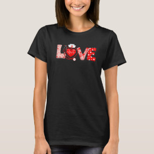 Camiseta Enfermeira do amor Stethoscope Dia de os namorados