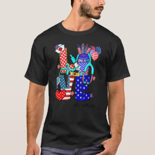 Camiseta Enfermeira do Amor Stethoscope Fireworks Usa Flag