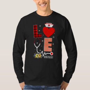 Camiseta Enfermeira do Amor Vida Búfalo Xadrez Cardíaca Est