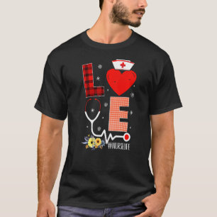 Camiseta Enfermeira do Amor Vida Búfalo Xadrez Cardíaca Est