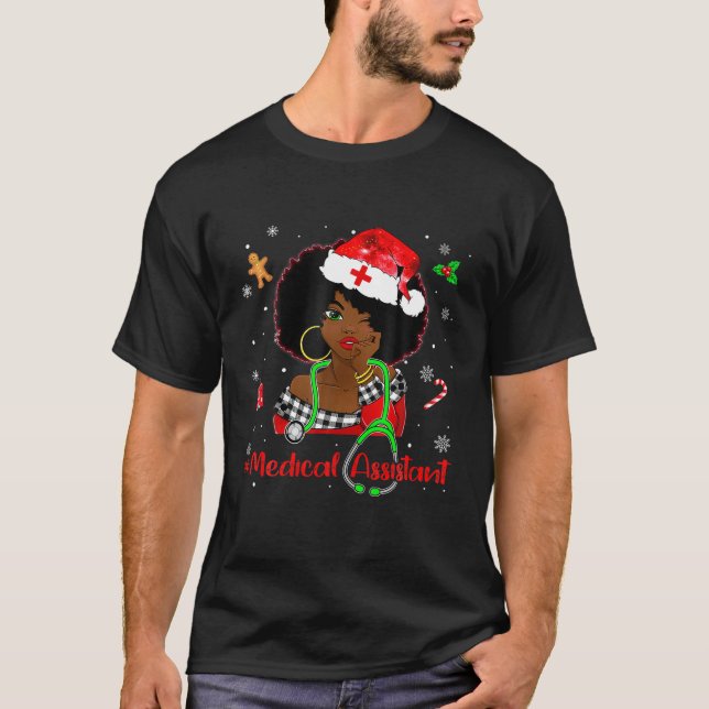 Camiseta Enfermeira do Assistente Médico de Natal Afro-me (Frente)