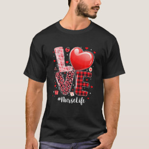 Camiseta Enfermeira do coração de Xadrez-leopardo Enferme