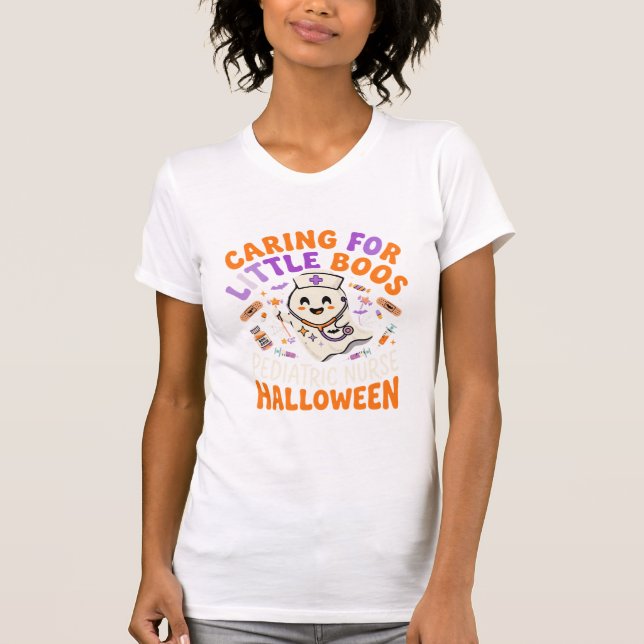 Camiseta Enfermeira do Halloween Pequenos Sustos (Frente)