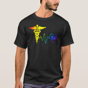 Camiseta Enfermeira do Orgulho Lgbt Rn Heartbeat Gay Lesbia