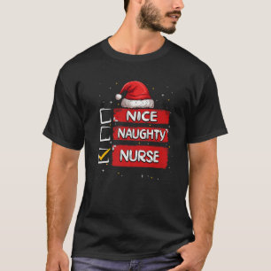 Camiseta Enfermeira Doida Lista de Natal Santa Claus Prem