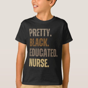 Camiseta Enfermeira Educada Preta Bonita Retro Mês da Histó