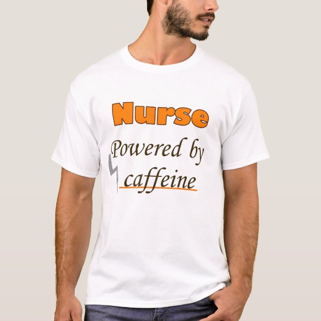Camiseta Enfermeira Energizada pela Cafeína (Frente)