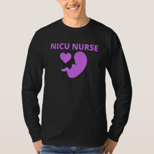 Camiseta Enfermeira Enfermeira De Coração Púrpura Nicu Icu 