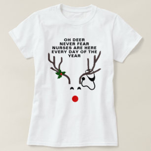 Camiseta Enfermeira Enfermeira de Natal Reindeer