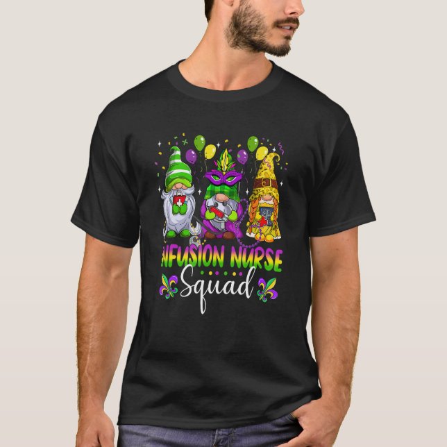 Camiseta Enfermeira Enfermeira Gnomos Esquadrão Tripulação  (Frente)