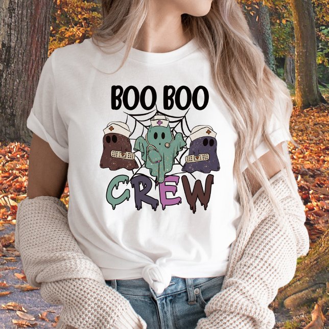Camiseta Enfermeira Enfermeira Halloween Boo Boo Crew Ghost (Criador carregado)