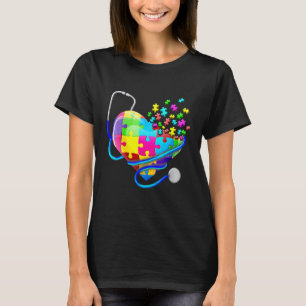 Camiseta Enfermeira Engraçada Autismo Quebra-Cabeça Estetos