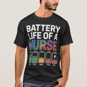 Camiseta Enfermeira Engraçada Bateria Vida Citação Colorido