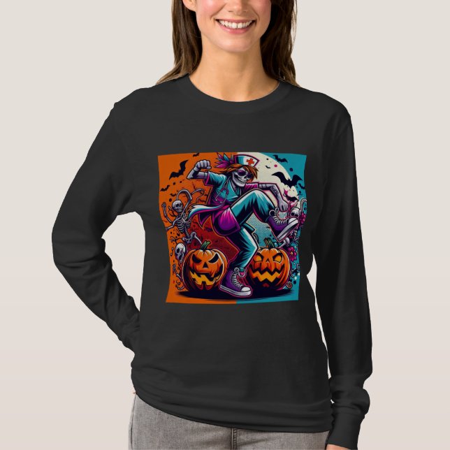 Camiseta Enfermeira engraçada de Halloween dançando (Frente)