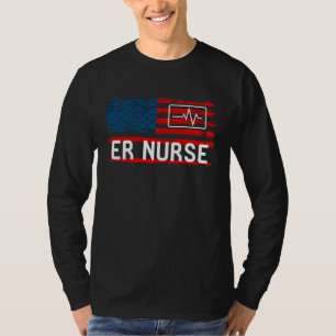 Camiseta Enfermeira ER Bandeira Americana Hospital RN Aprec