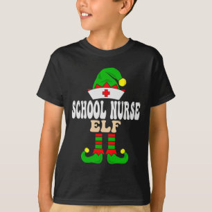 Camiseta Enfermeira Escola Elf Xmas Correspondendo ao Crist