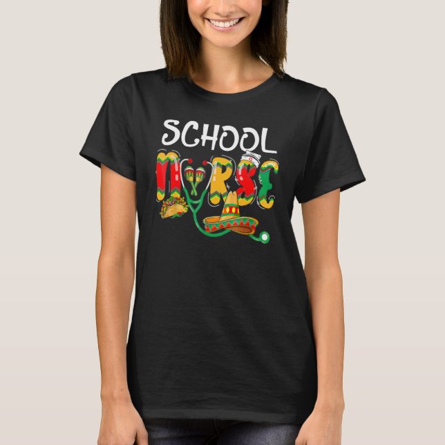 Camiseta Enfermeira Escola Mexicana Estetoscópio Latino Cin (Frente)