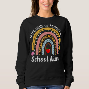 Camiseta Enfermeira Escolar 100 Dias De Enfermeira Arco-Íri
