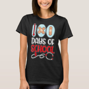 Camiseta Enfermeira Escolar 100 Dias De Estetoscópio De Amo