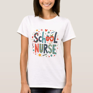 Camiseta Enfermeira escolar - Design divertida e Colorida