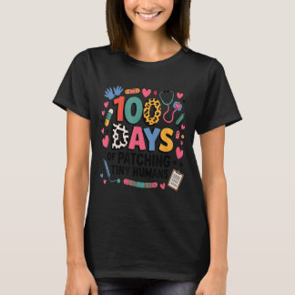 Camiseta Enfermeira Escolar Divertida 100 Dias Colocando Ad