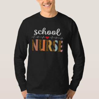 Camiseta Enfermeira Escolar Estampa de Leopardo Enfermagem