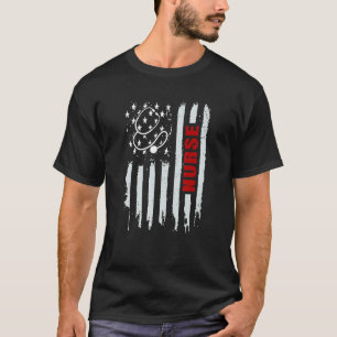 Camiseta Enfermeira Estetoscópio Bandeira Americana Patriót