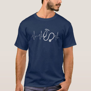 Camiseta Enfermeira Estetoscópio Batimento Cardíaco