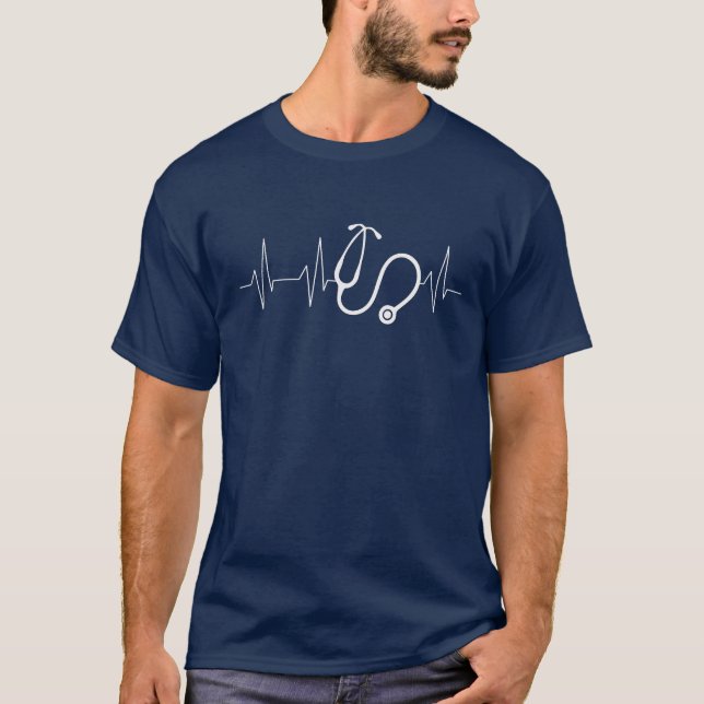 Camiseta Enfermeira Estetoscópio Batimento Cardíaco (Frente)