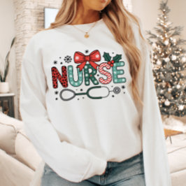 Camiseta Enfermeira Estetoscópio Natal Fofo