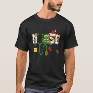 Camiseta Enfermeira Estetoscópio Natal Papai Noel Decoração