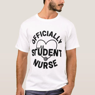 Camiseta Enfermeira Estudante Oficialmente Coração Estetosc