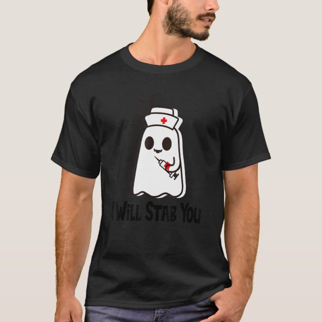 Camiseta Enfermeira Fantasma De Halloween Engraçada, Vou Es (Frente)