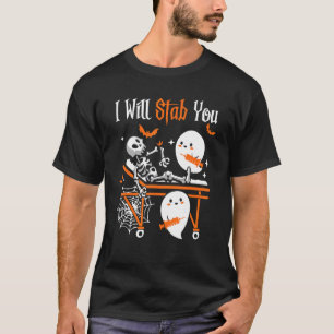 Camiseta Enfermeira Fantasma, Eu Irei Esfaqueá-Lo Halloween