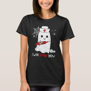 Camiseta Enfermeira Fantasma, Eu Irei Esfaqueá-Lo Halloween